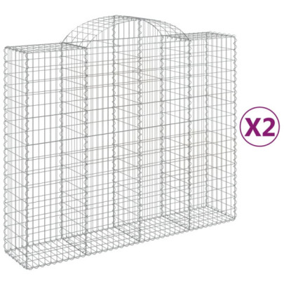 Coșuri Gabion Arcuite 2 buc - Fier Galvanizat | Livrare Gratuită