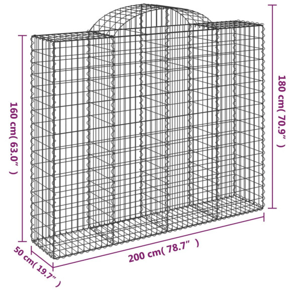 Coșuri Gabion Arcuite 2 buc - Fier Galvanizat | Livrare Gratuită