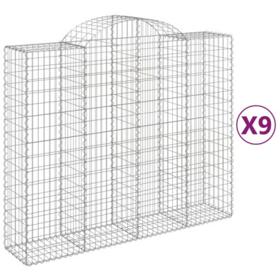 Coșuri Gabion Arcuite 9 buc - Fier Galvanizat | Livrare Gratuită