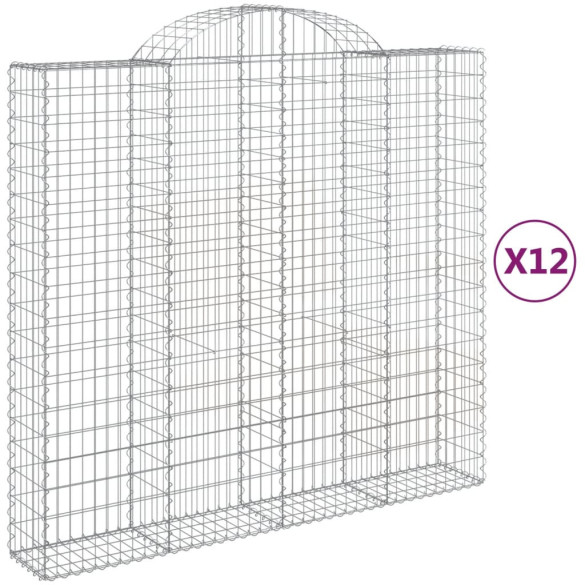 Coșuri Gabion Arcuite 12 buc - Fier Galvanizat | Livrare Gratuită