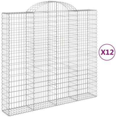 Coșuri Gabion Arcuite 12 buc - Fier Galvanizat | Livrare Gratuită