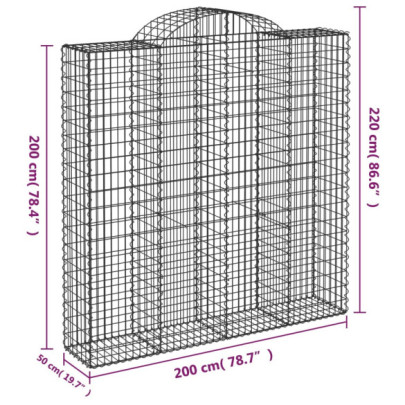 Coșuri Gabion Arcuite - 5 bucăți 200x50x200/220 cm - Fier Galvanizat