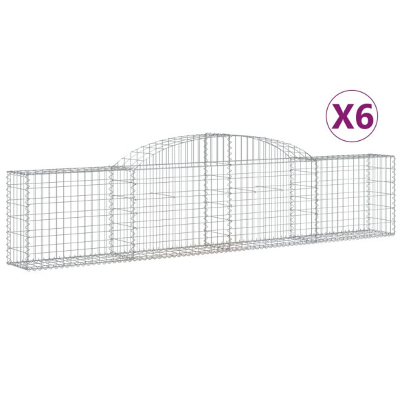 Coșuri Gabion Arcuite - 6 bucăți - 300x30x60/80 cm - Fier Galvanizat