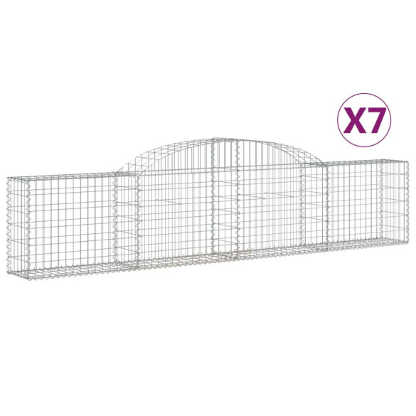 Coșuri Gabion Arcuite - 7 bucăți - Fier Galvanizat | Decor Grădină