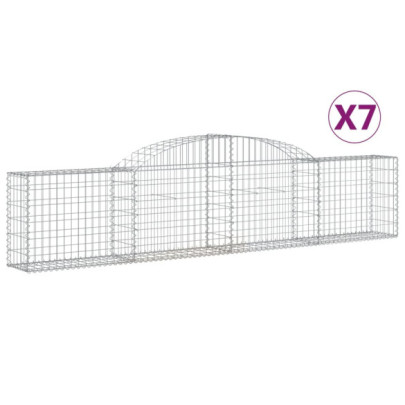 Coșuri Gabion Arcuite - 7 bucăți - Fier Galvanizat | Decor Grădină