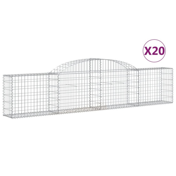 Coșuri Gabion Arcuite - 20 Bucăți - 300x30x60/80cm - Fier Galvanizat