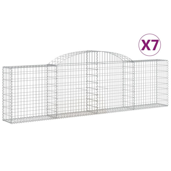 Set 7 Coșuri Gabion Arcuite | Fier Galvanizat 300x30x80/100cm