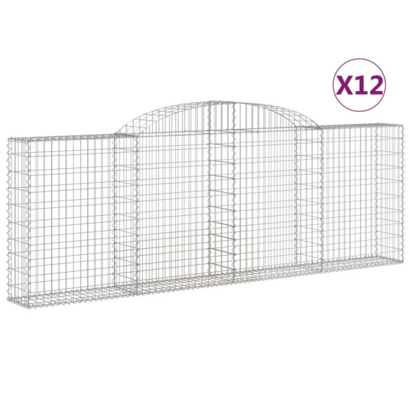 Coșuri Gabion Arcuite 12 buc - Barieră Decorativă Grădină