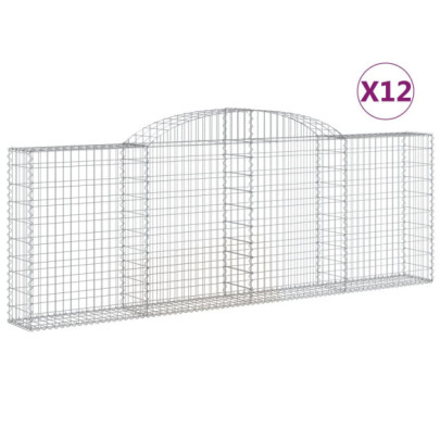 Coșuri Gabion Arcuite 12 buc - Barieră Decorativă Grădină