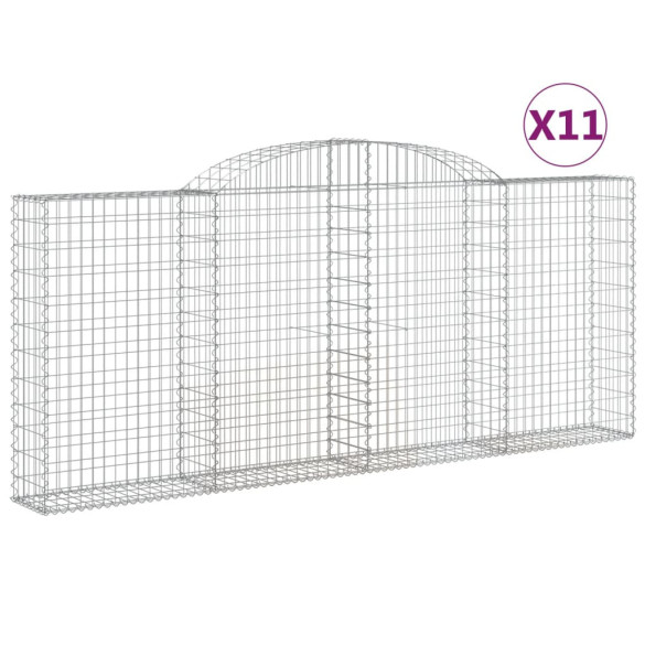 Set Coșuri Gabion Arcuite | Barieră Decorativă Grădină | Fier Galvanizat