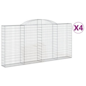 Set 4 Coșuri Gabion Arcuite | Fier Galvanizat 300x30x140/160 cm 2