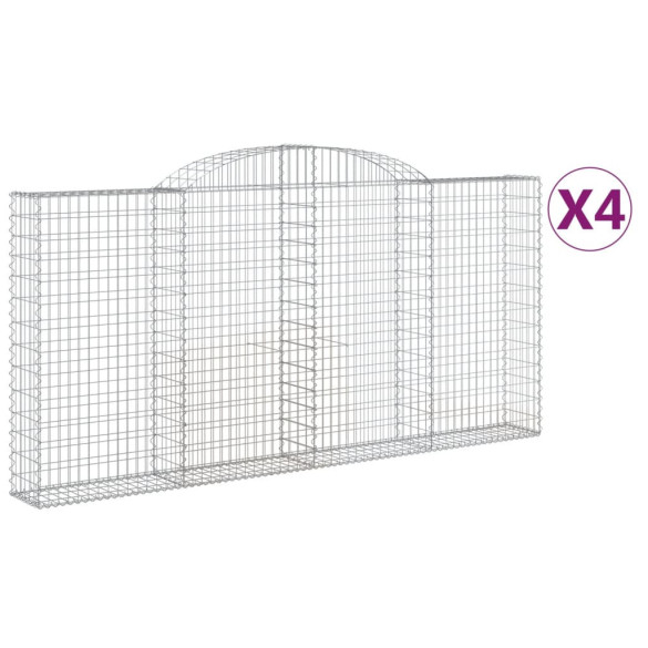 Set 4 Coșuri Gabion Arcuite | Fier Galvanizat 300x30x140/160 cm