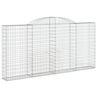 Set 4 Coșuri Gabion Arcuite | Fier Galvanizat 300x30x140/160 cm