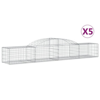 Coșuri Gabion Arcuite - 5 bucăți - 300x50x40/60 cm - Fier Galvanizat
