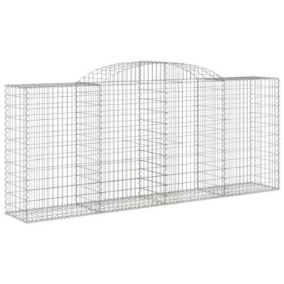 Coșuri Gabion Arcuite 2 bucăți - Fier Galvanizat | Barieră Decorativă