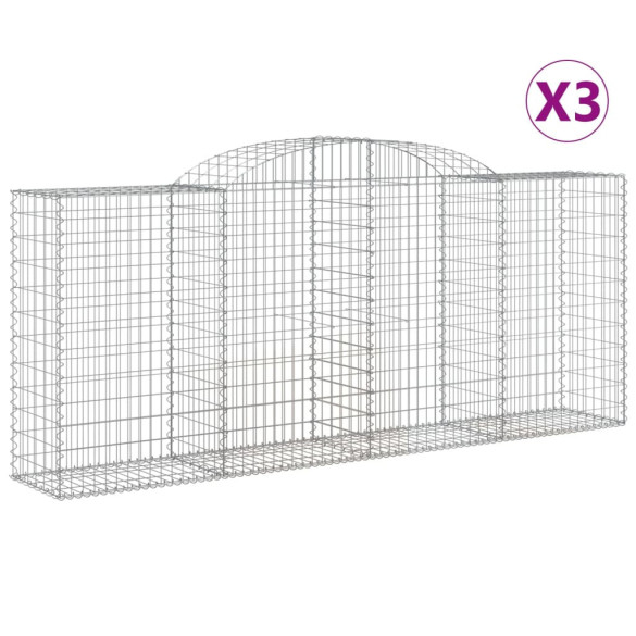 Coșuri Gabion Arcuite 3 buc. | Fier Galvanizat | Livrare Gratuită