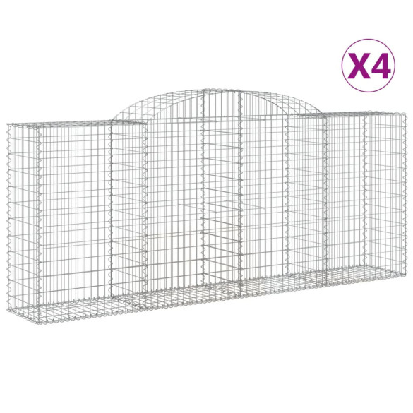 Coșuri Gabion Arcuite 4 buc - Fier Galvanizat | Livrare Gratuită