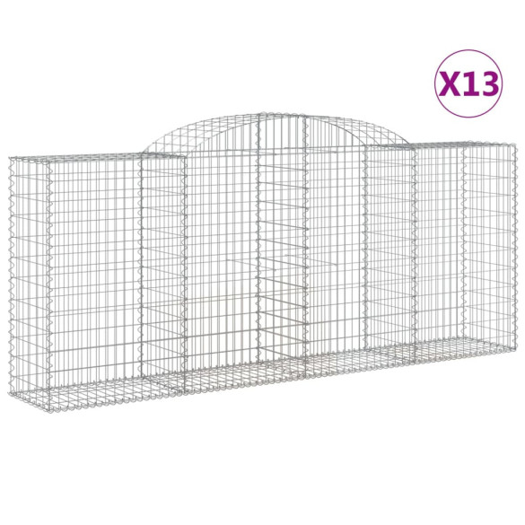 Set Gabion Arcuit 13 bucăți | Gard Rezistent Fier Galvanizat