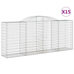 Coșuri Gabion Arcuite 15 buc | Fier Galvanizat Rezistent 2