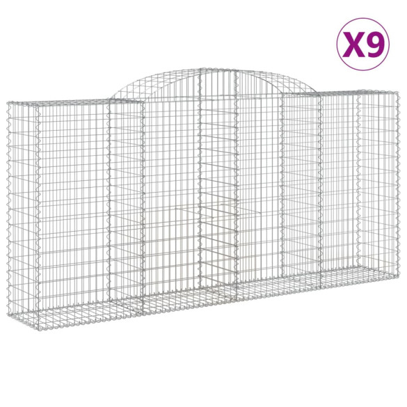 Coșuri Gabion Arcuite 9 buc - Fier Galvanizat | Livrare Gratuită