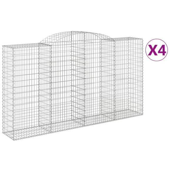 Set 4 Coșuri Gabion Arcuite | Fier Galvanizat 300x50cm