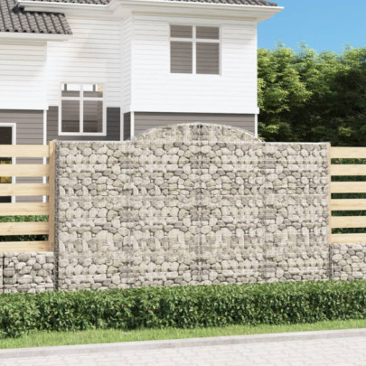 Set 9 Coșuri Gabion Arcuite | Fier Galvanizat | Gard Decorativ