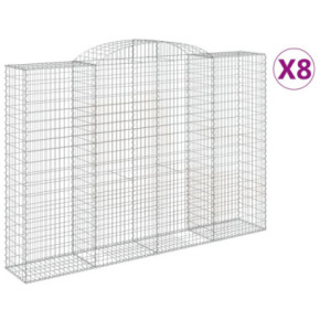 Set Gabion Arcuit 8 bucăți - Gard Fier Galvanizat 300x50x200/220 cm 2