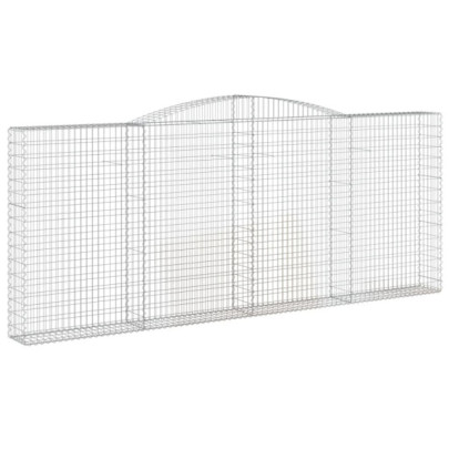 Coșuri Gabion Arcuite 3 buc. | Gard Fier Galvanizat 400x30cm