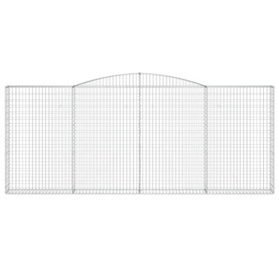 Coșuri Gabion Arcuite 3 buc. | Gard Fier Galvanizat 400x30cm