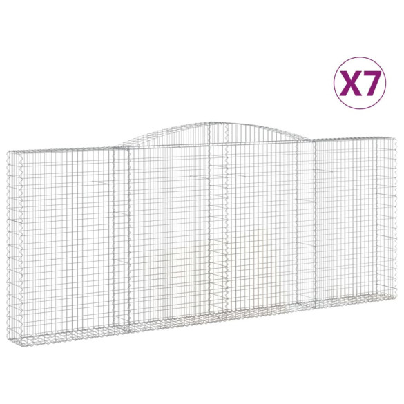 Set 7 Coșuri Gabion Arcuite | Fier Galvanizat 400x30x160/180cm