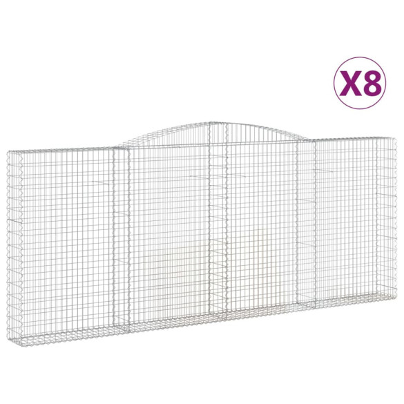 Set 8 Coșuri Gabion Arcuite | Barieră Decorativă Grădină