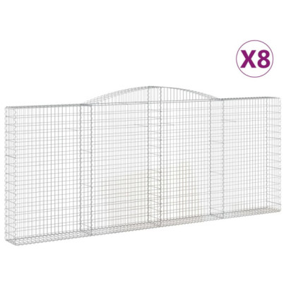 Set 8 Coșuri Gabion Arcuite | Barieră Decorativă Grădină