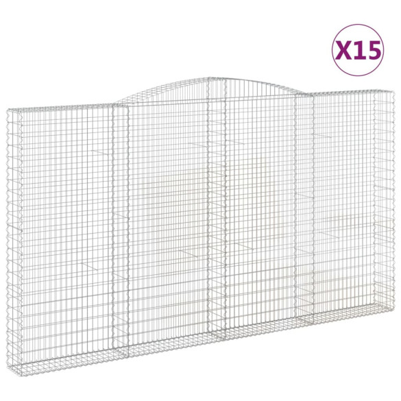 Coșuri gabion arcuite 15 buc - 400x30x220/240cm - fier galvanizat