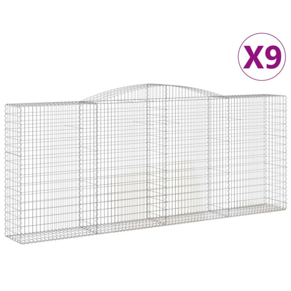 Coșuri Gabion Arcuite 9 buc | Fier Galvanizat | Livrare Gratuită