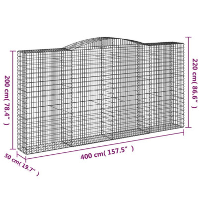 Coșuri Gabion Arcuit 400x50x200/220 cm - Fier Galvanizat