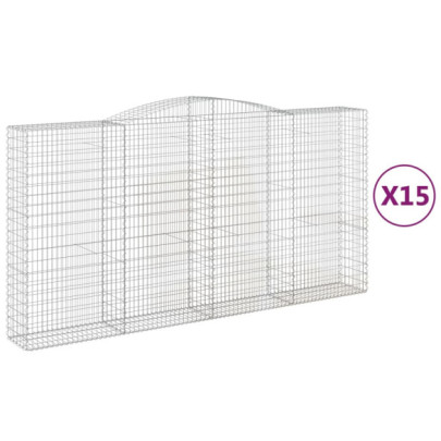 Coșuri Gabion Arcuite - 15 buc | Fier Galvanizat Rezistent