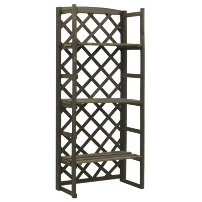 Suport plante cu spalier - gri - 60x30x140 cm - lemn masiv brad