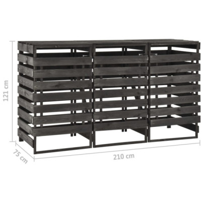 Magazie Pubele 3x240L - Lemn Masiv Pin - Livrare Gratuită