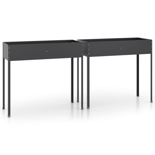 Jardiniere Oțel Galvanizat Antracit - Set 2 Bucăți - Livrare Gratuită