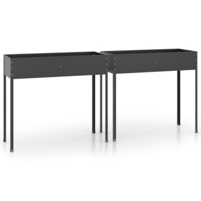 Jardiniere Oțel Galvanizat Antracit - Set 2 Bucăți - Livrare Gratuită