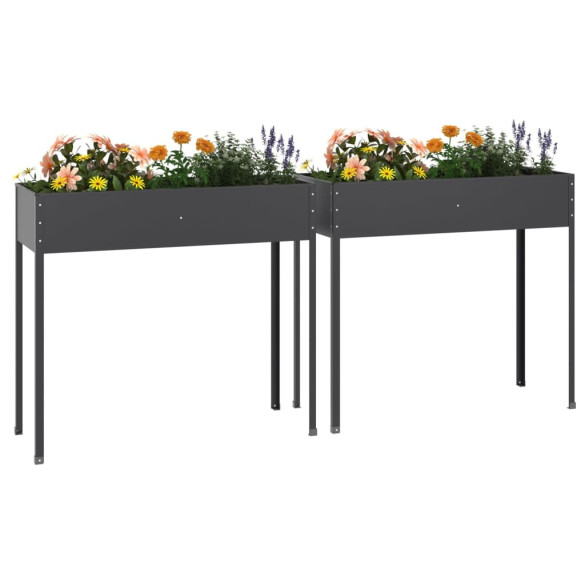 Jardiniere Oțel Galvanizat Antracit - Set 2 Bucăți - Livrare Gratuită
