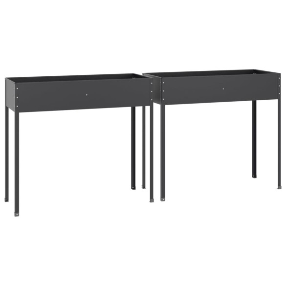 Jardiniere Oțel Galvanizat Antracit - Set 2 Bucăți - Livrare Gratuită