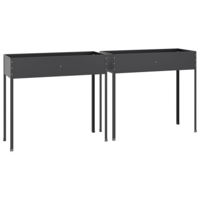 Jardiniere Oțel Galvanizat Antracit - Set 2 Bucăți - Livrare Gratuită