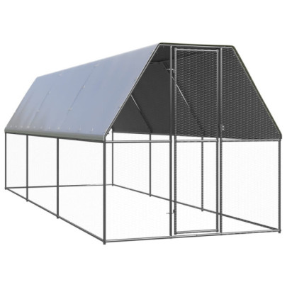 Coteț Păsări Exterior 2x6x2m Oțel Galvanizat - Livrare Gratuită