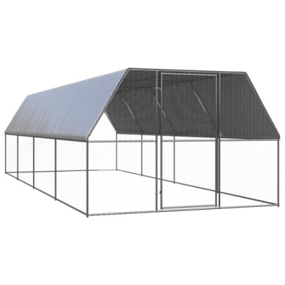 Coteț de Păsări Exterior 3x8x2 m - Oțel Galvanizat Rezistent