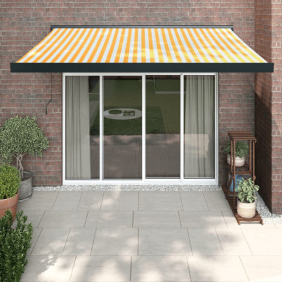 Copertină Retractabilă 3x2.5m - Galben/Alb - Aluminiu