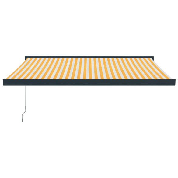 Copertină Retractabilă 3,5x2,5m - Galben/Alb - Textil/Aluminiu