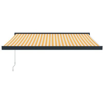 Copertină Retractabilă 3,5x2,5m - Galben/Alb - Textil/Aluminiu