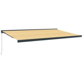Copertină retractabilă 5x3m - Galben/Alb - Textil/Aluminiu 2