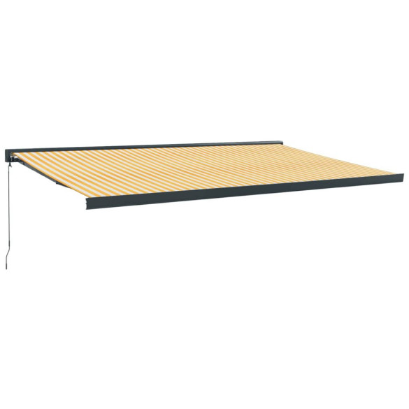 Copertină retractabilă 5x3m - Galben/Alb - Textil/Aluminiu